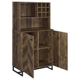 Mendoza 2-door Home Bar Cabinet Wine Storage Rustic Oak - Tampa Furniture Outlet
