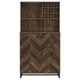 Mendoza 2-door Home Bar Cabinet Wine Storage Rustic Oak - Tampa Furniture Outlet