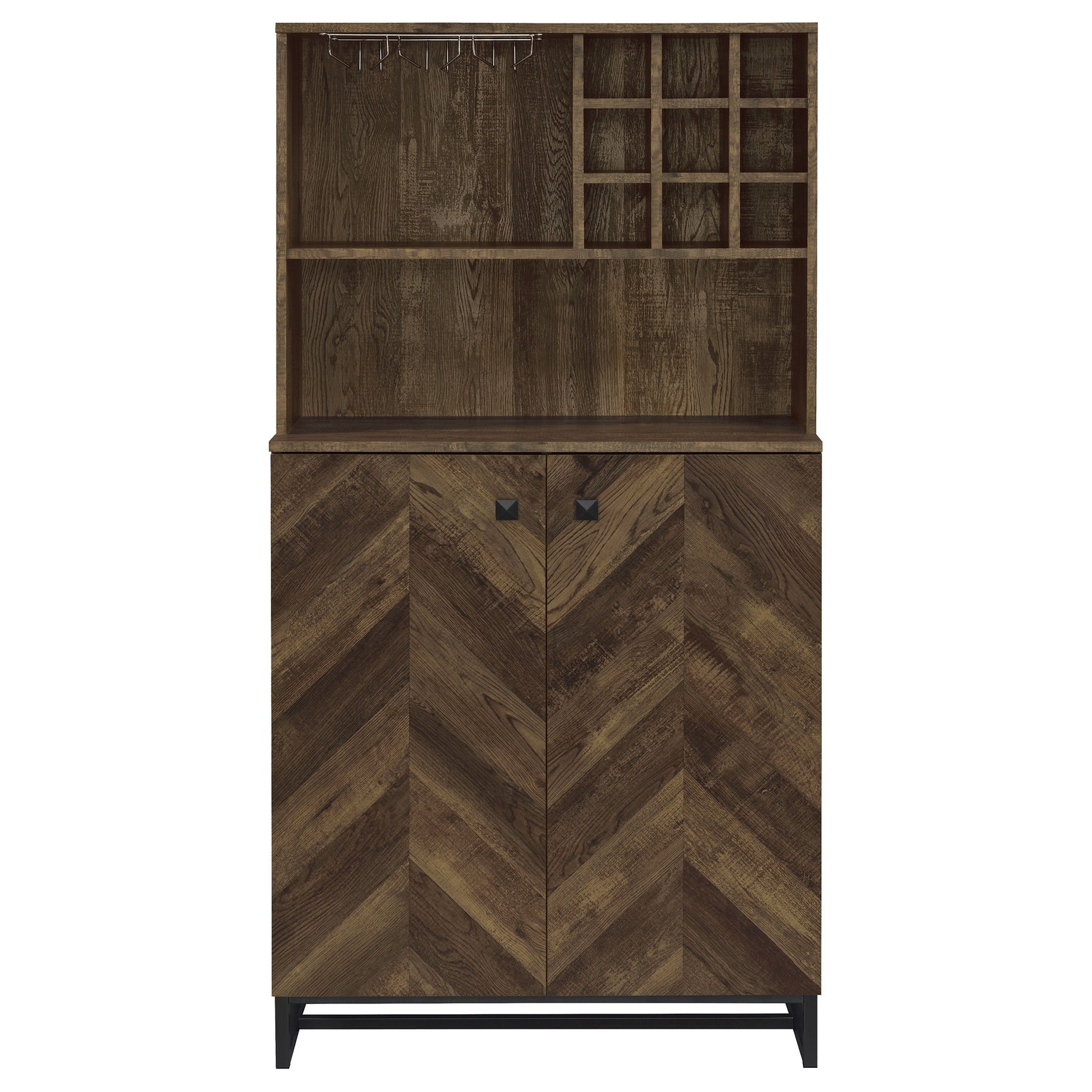 Mendoza 2-door Home Bar Cabinet Wine Storage Rustic Oak - Tampa Furniture Outlet