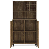 Mendoza 2-door Home Bar Cabinet Wine Storage Rustic Oak - Tampa Furniture Outlet