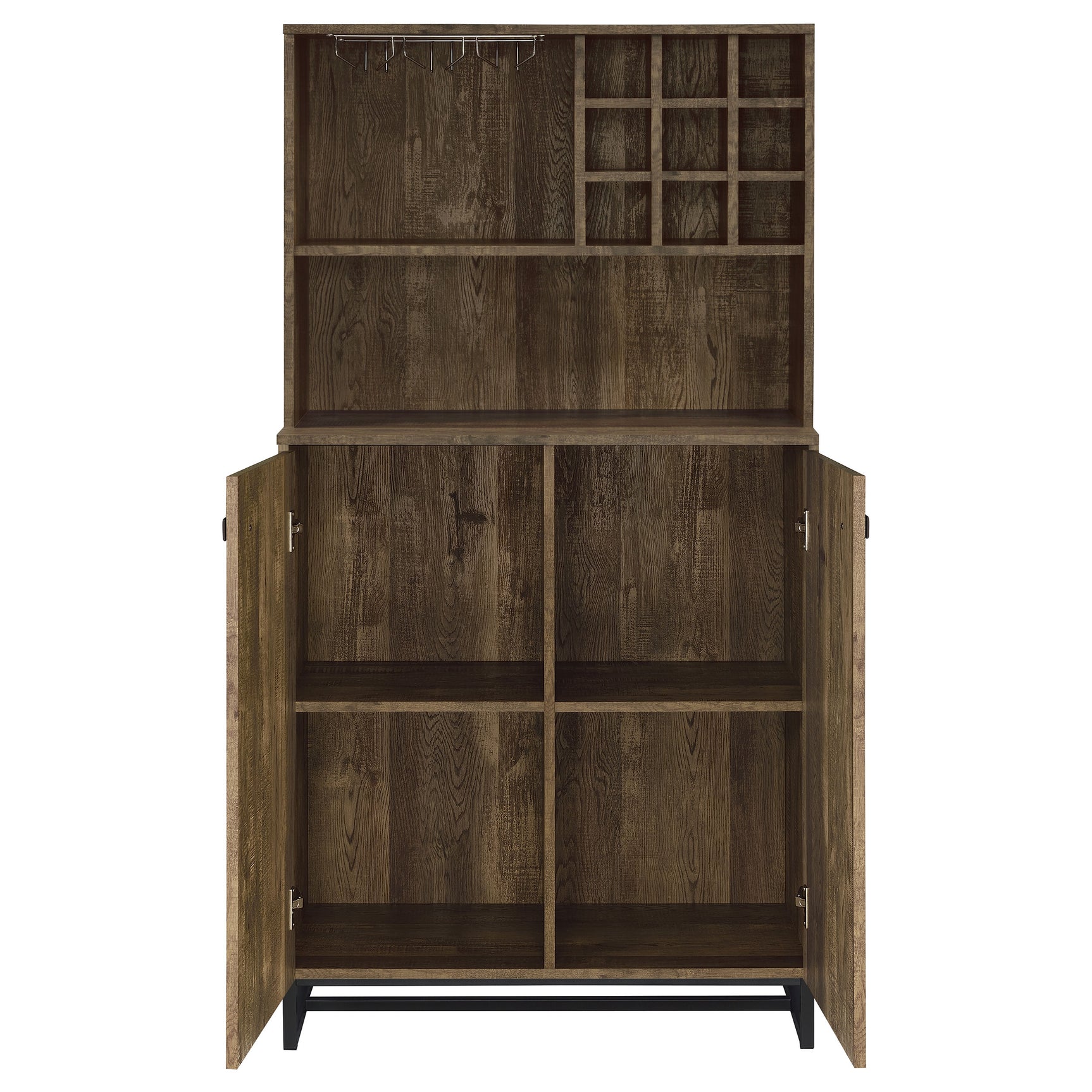 Mendoza 2-door Home Bar Cabinet Wine Storage Rustic Oak - Tampa Furniture Outlet