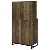 Mendoza 2-door Home Bar Cabinet Wine Storage Rustic Oak - Tampa Furniture Outlet
