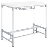 Tampa Furniture Outlet - Coaster - Norcrest 47-inch Acrylic Leg Bar Table White High Gloss - 182101