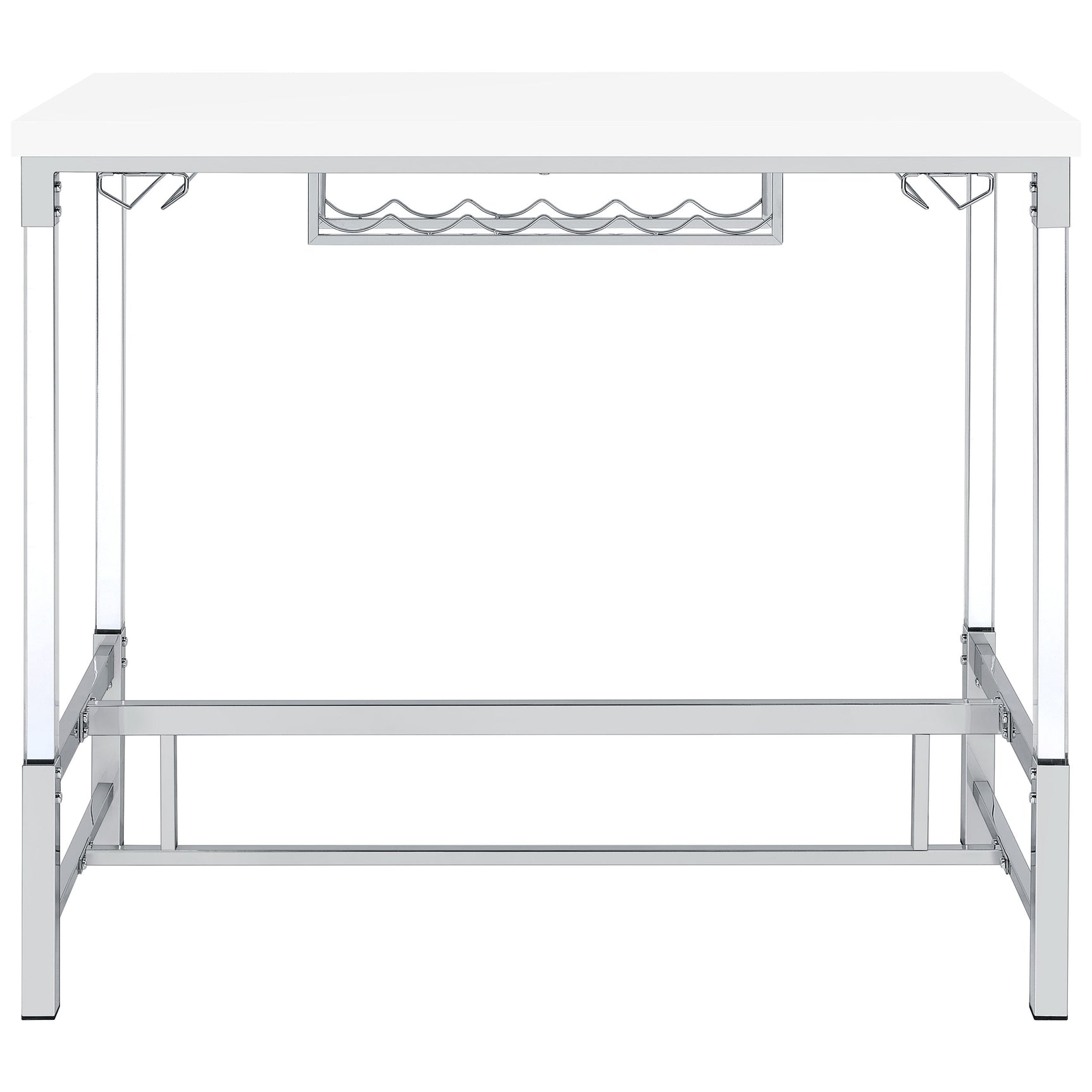 Norcrest 47-inch Acrylic Leg Bar Table White High Gloss - Tampa Furniture Outlet