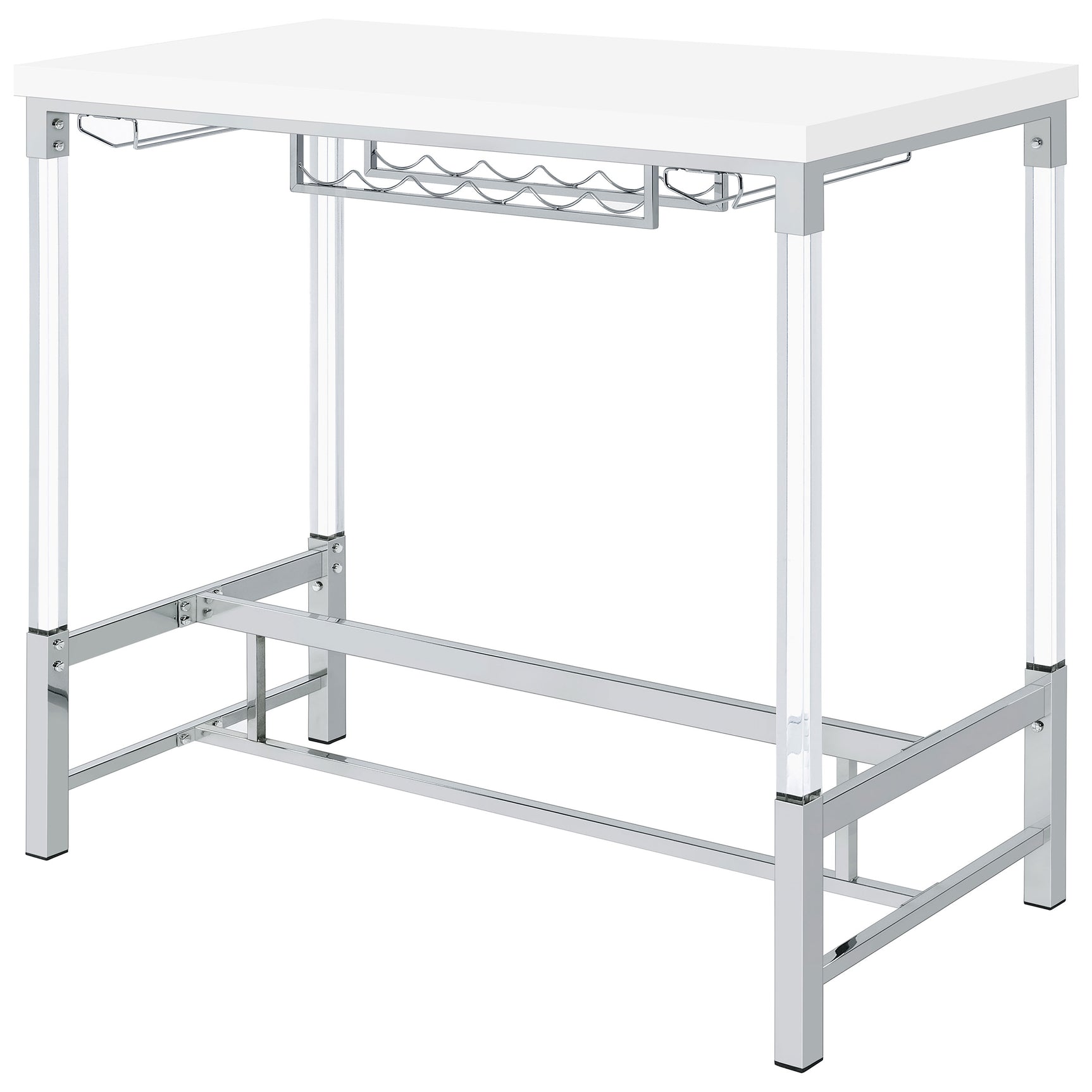 Norcrest 47-inch Acrylic Leg Bar Table White High Gloss - Tampa Furniture Outlet