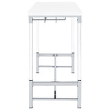 Norcrest 47-inch Acrylic Leg Bar Table White High Gloss - Tampa Furniture Outlet