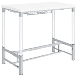 Norcrest 47-inch Acrylic Leg Bar Table White High Gloss - Tampa Furniture Outlet
