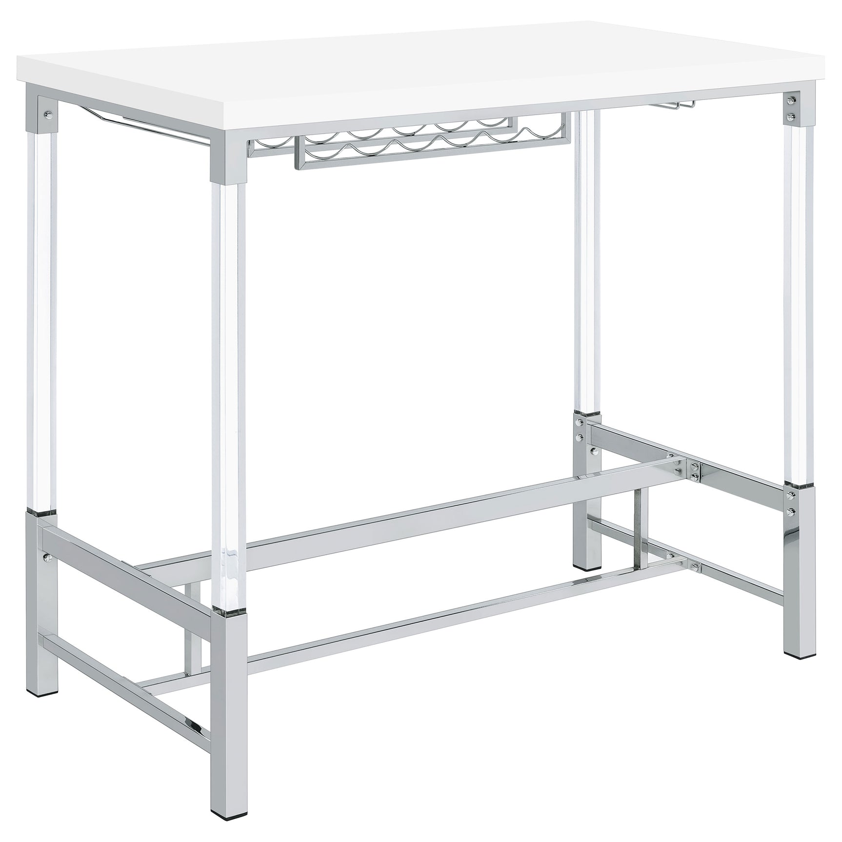 Norcrest 47-inch Acrylic Leg Bar Table White High Gloss - Tampa Furniture Outlet