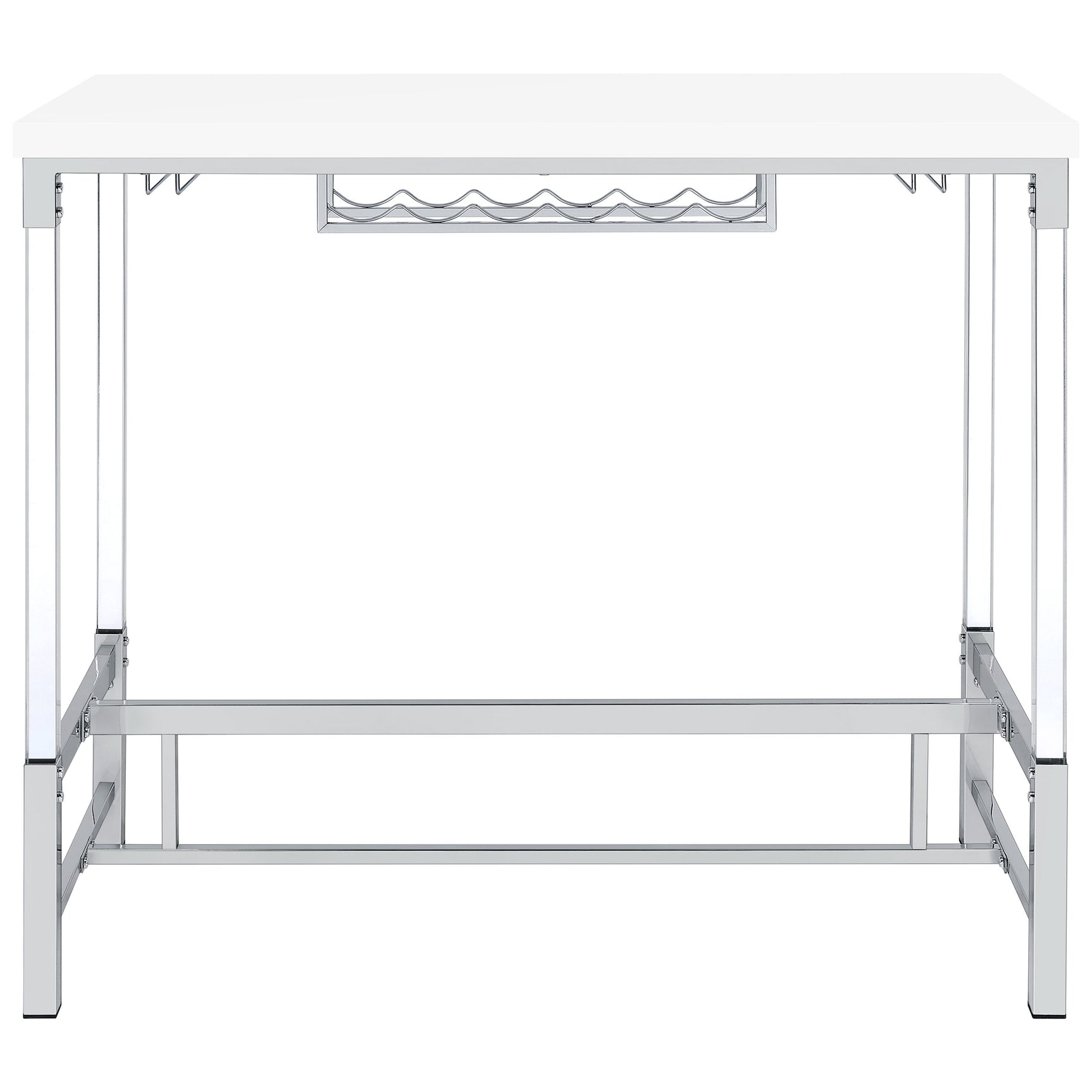Norcrest 47-inch Acrylic Leg Bar Table White High Gloss - Tampa Furniture Outlet