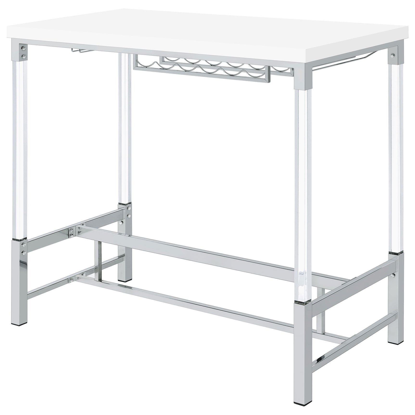 Norcrest 47-inch Acrylic Leg Bar Table White High Gloss - Tampa Furniture Outlet
