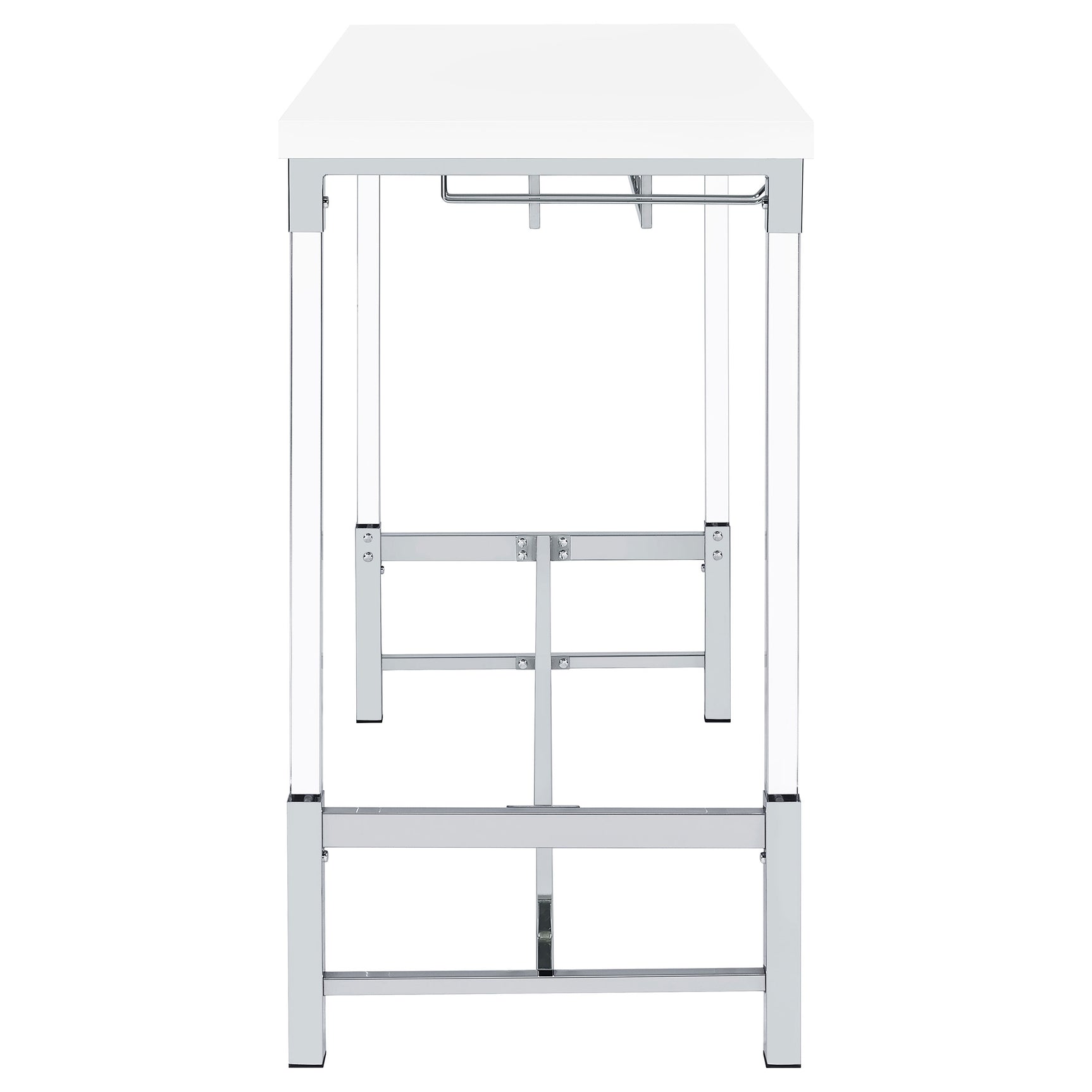 Norcrest 47-inch Acrylic Leg Bar Table White High Gloss - Tampa Furniture Outlet