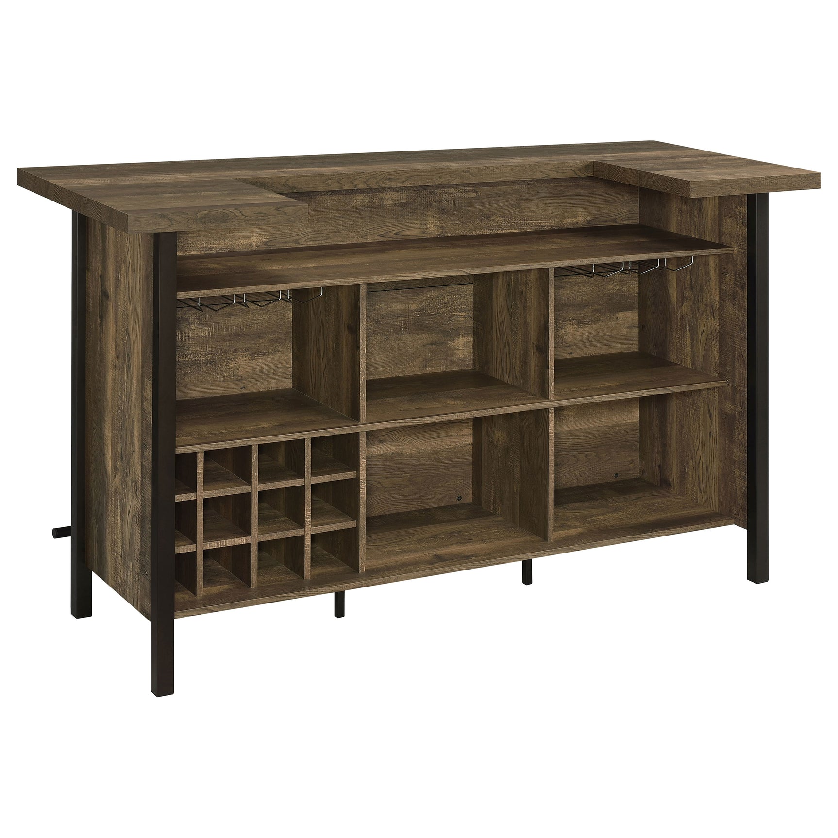 Bellemore Freestanding Home Bar Wine Cabinet Rustic Oak - Tampa Furniture Outlet