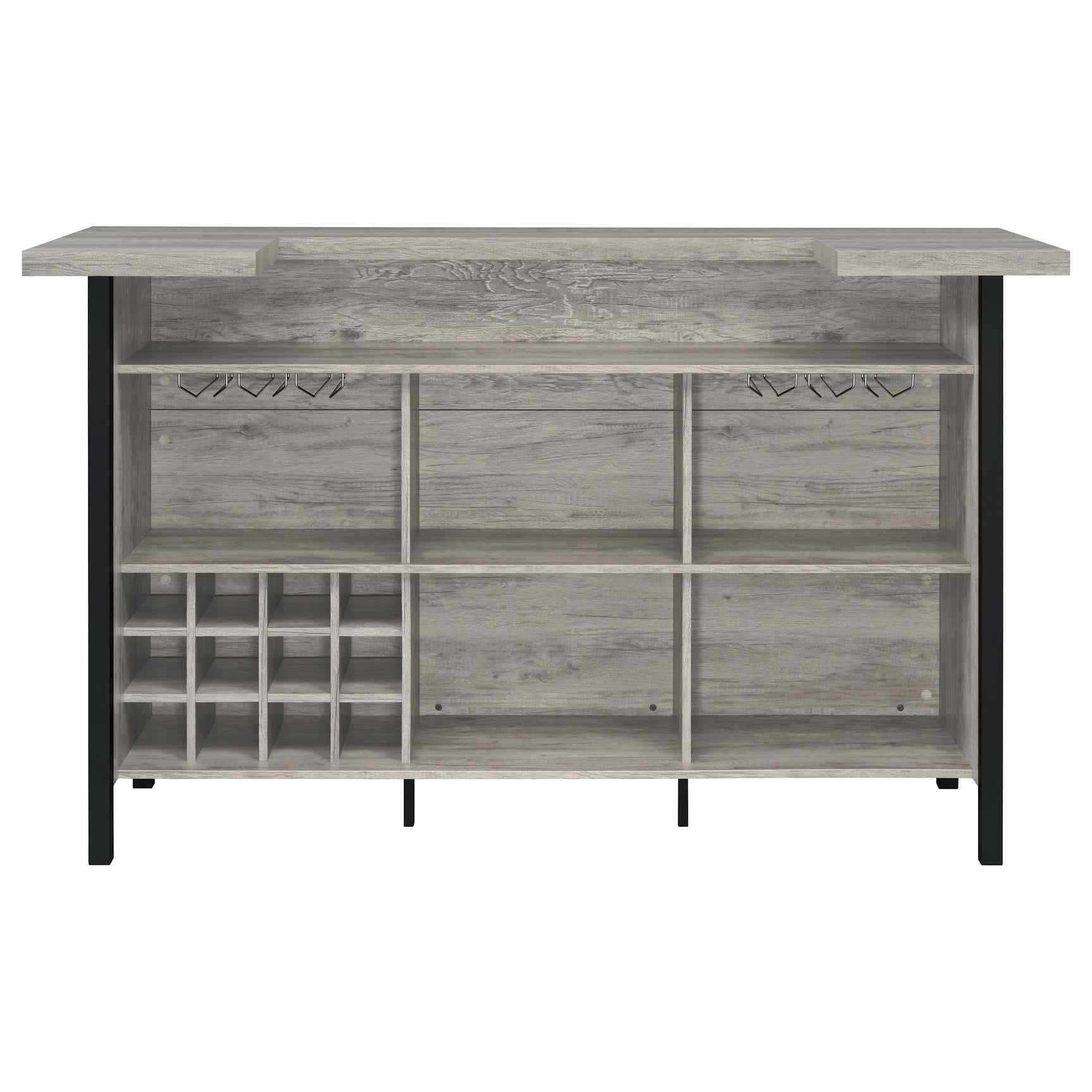 Bellemore Freestanding Home Bar Wine Cabinet Grey Driftwood - Tampa Furniture Outlet