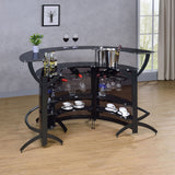 Dallas 3-piece Curved Freestanding Home Bar Cabinet Black - Tampa Furniture Outlet