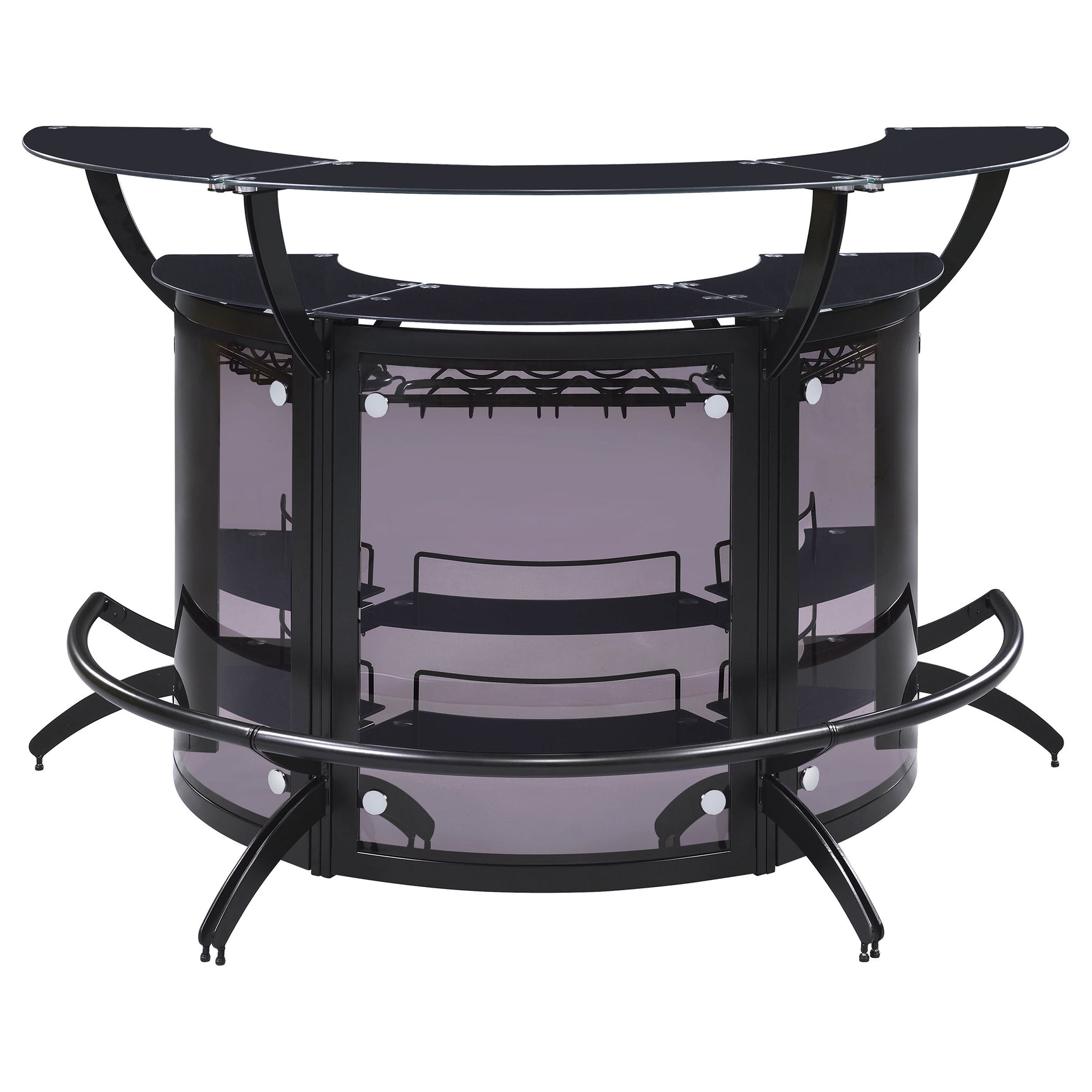 Dallas 3-piece Curved Freestanding Home Bar Cabinet Black - Tampa Furniture Outlet