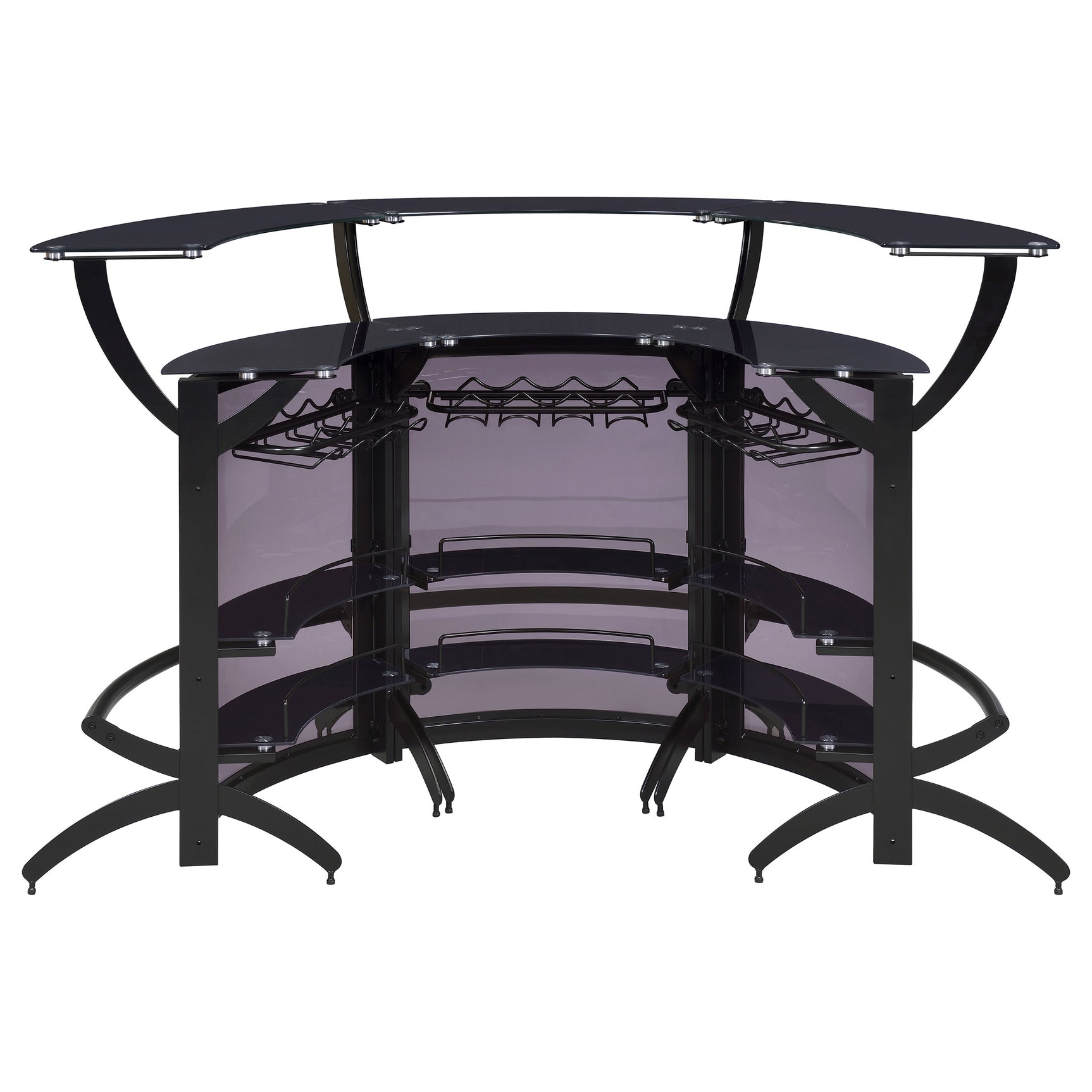 Dallas 3-piece Curved Freestanding Home Bar Cabinet Black - Tampa Furniture Outlet