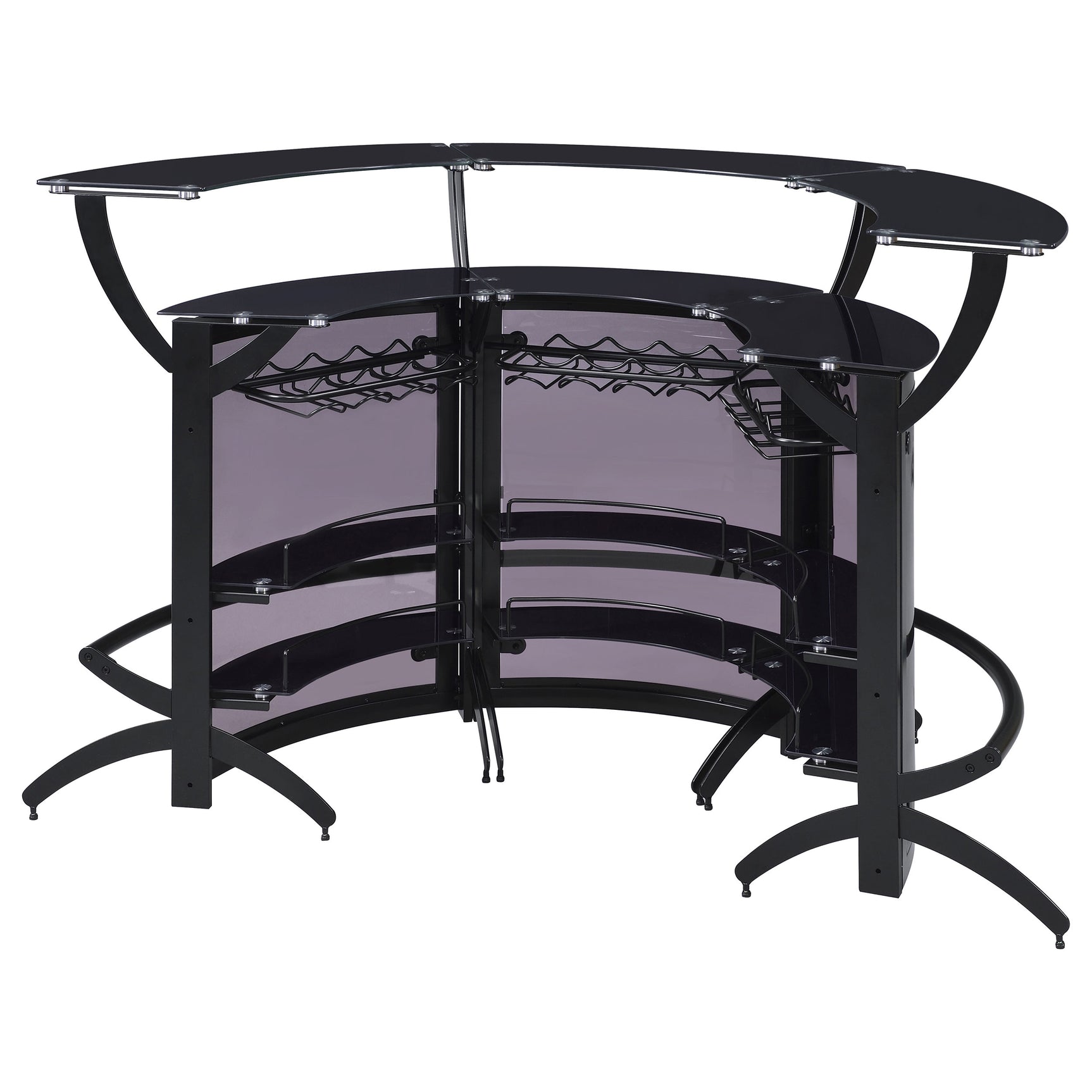 Dallas 3-piece Curved Freestanding Home Bar Cabinet Black - Tampa Furniture Outlet
