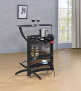 Dallas 2-shelf Curved Freestanding Home Bar Cabinet Black - Tampa Furniture Outlet