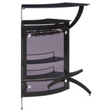 Tampa Furniture Outlet - Coaster - Dallas 2-shelf Curved Freestanding Home Bar Cabinet Black - 182135