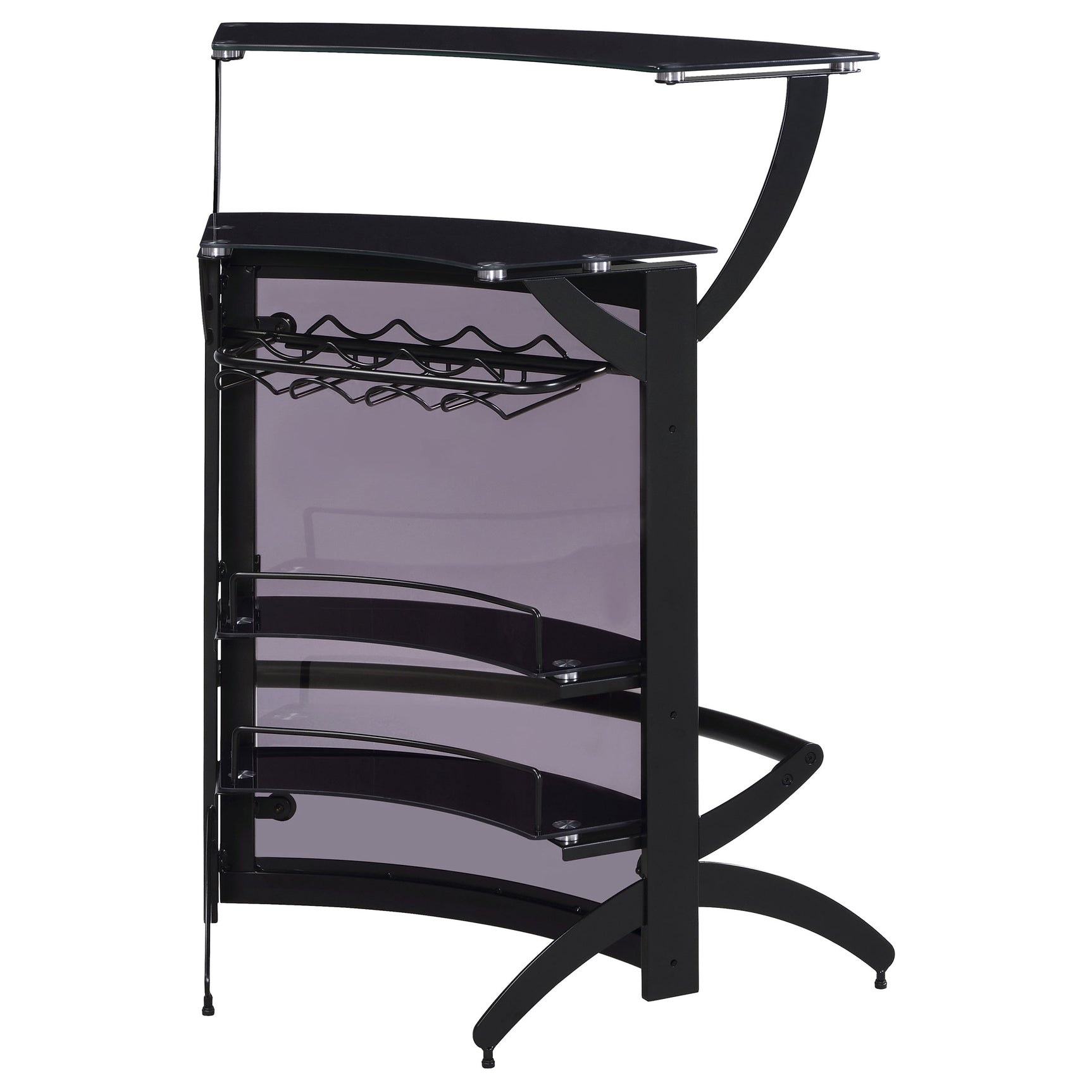 Dallas 2-shelf Curved Freestanding Home Bar Cabinet Black - Tampa Furniture Outlet