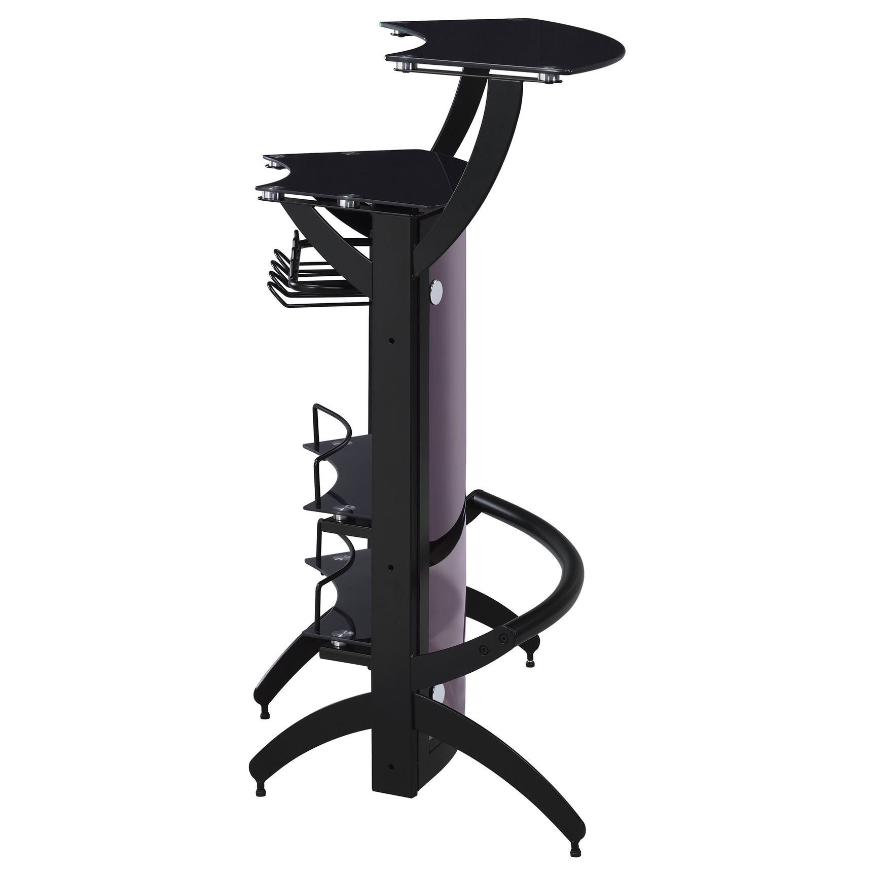 Dallas 2-shelf Curved Freestanding Home Bar Cabinet Black - Tampa Furniture Outlet