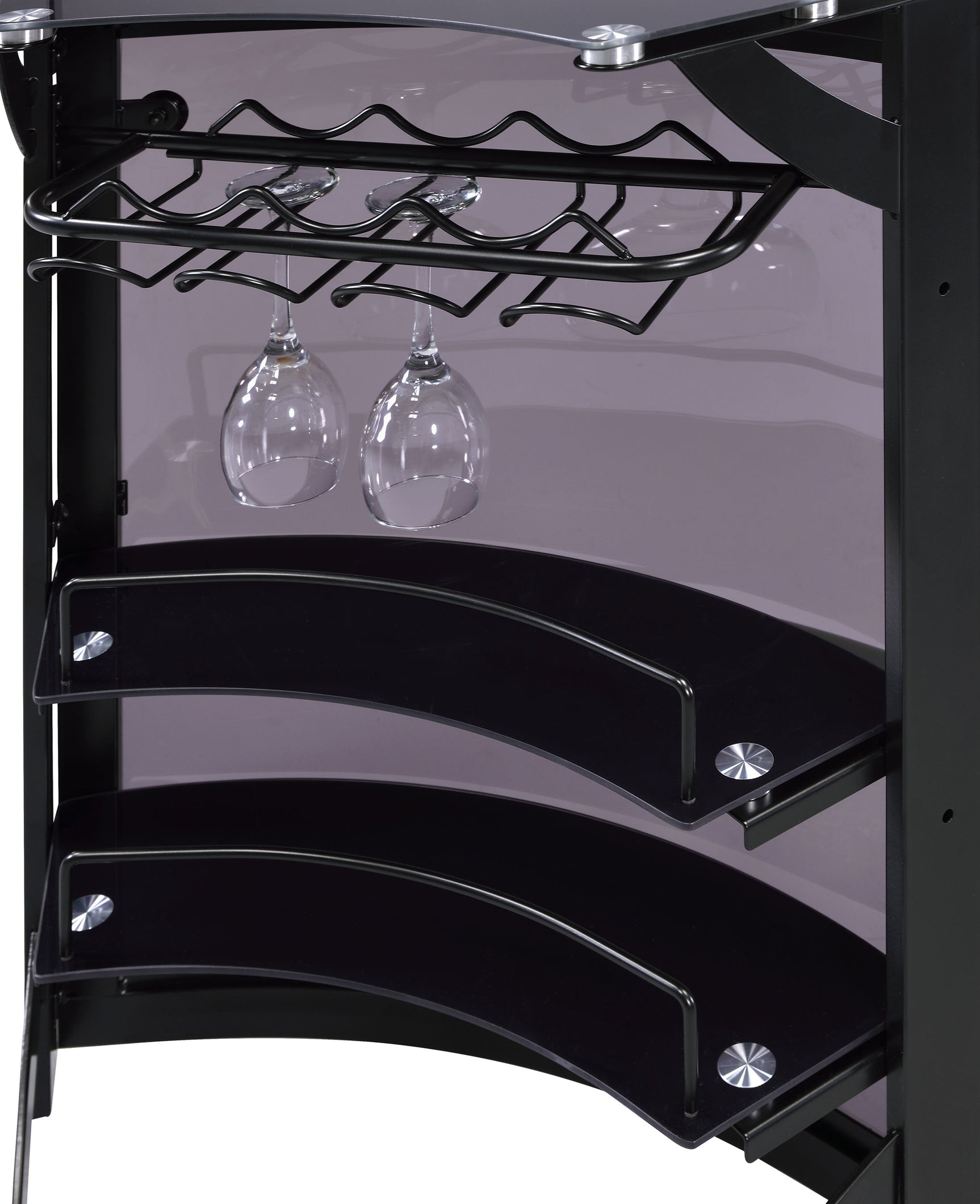 Dallas 2-shelf Curved Freestanding Home Bar Cabinet Black - Tampa Furniture Outlet