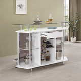 Gideon Curved Glass Top Home Bar Cabinet White High Gloss - Tampa Furniture Outlet