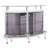 Tampa Furniture Outlet - Coaster - Gideon Curved Glass Top Home Bar Cabinet White High Gloss - 182235