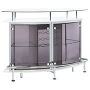 Tampa Furniture Outlet - Coaster - Gideon Curved Glass Top Home Bar Cabinet White High Gloss - 182235