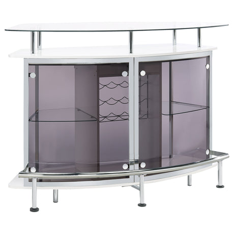 Tampa Furniture Outlet - Coaster - Gideon Curved Glass Top Home Bar Cabinet White High Gloss - 182235