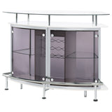 Gideon Curved Glass Top Home Bar Cabinet White High Gloss - Tampa Furniture Outlet
