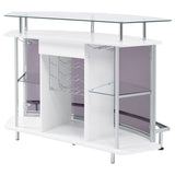 Gideon Curved Glass Top Home Bar Cabinet White High Gloss - Tampa Furniture Outlet