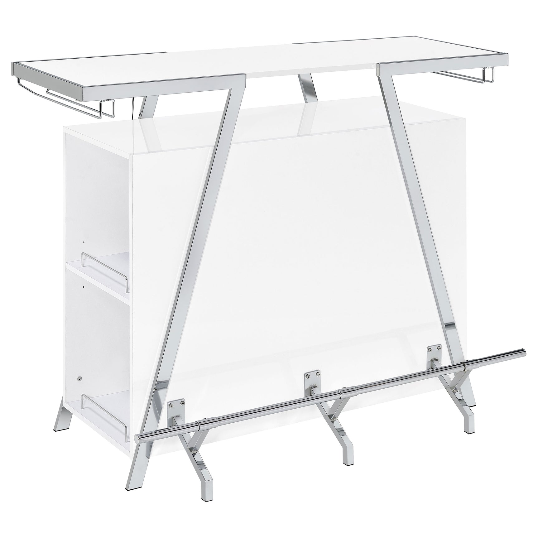 Araceli Freestanding LED Home Bar Cabinet White High Gloss - Tampa Furniture Outlet