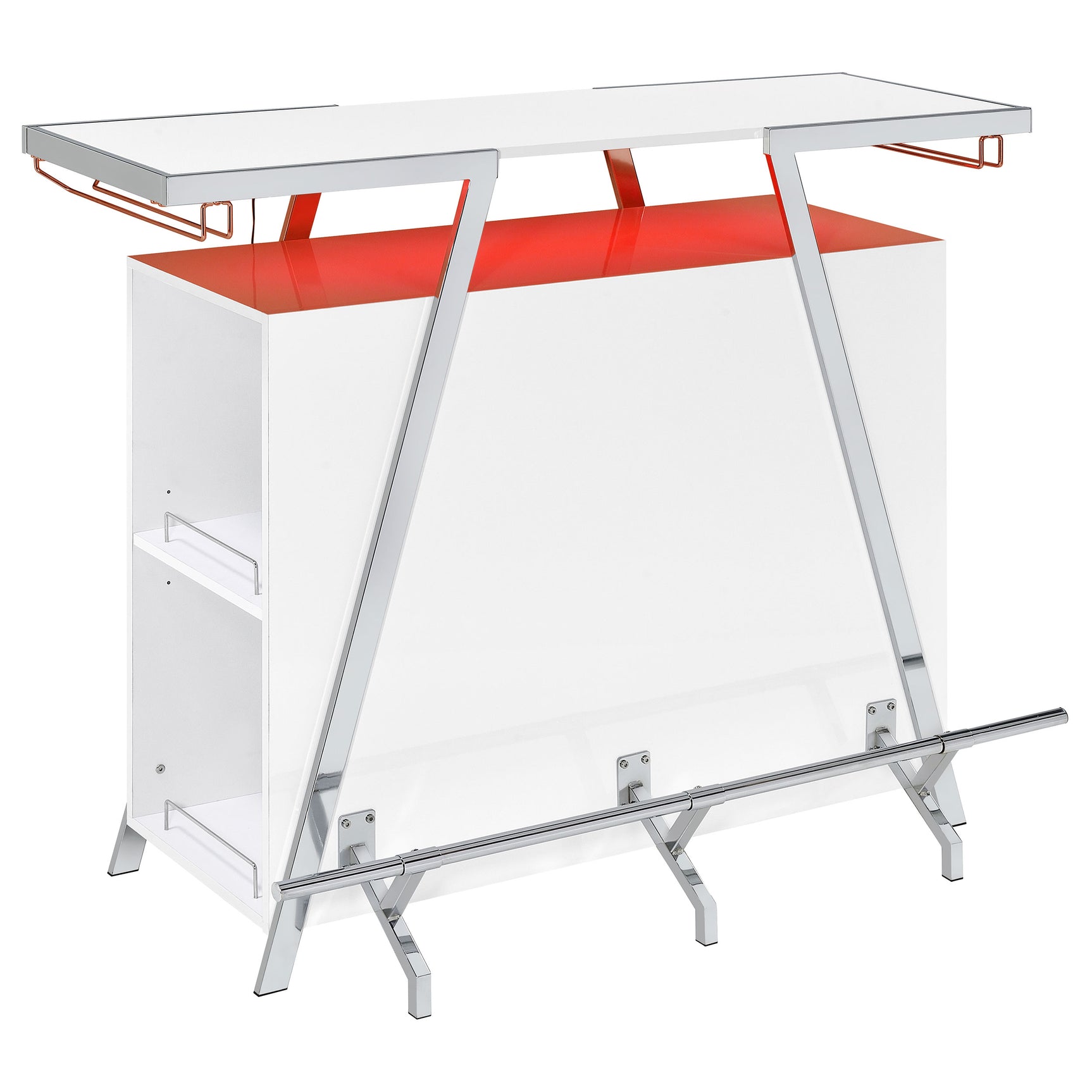Araceli Freestanding LED Home Bar Cabinet White High Gloss - Tampa Furniture Outlet