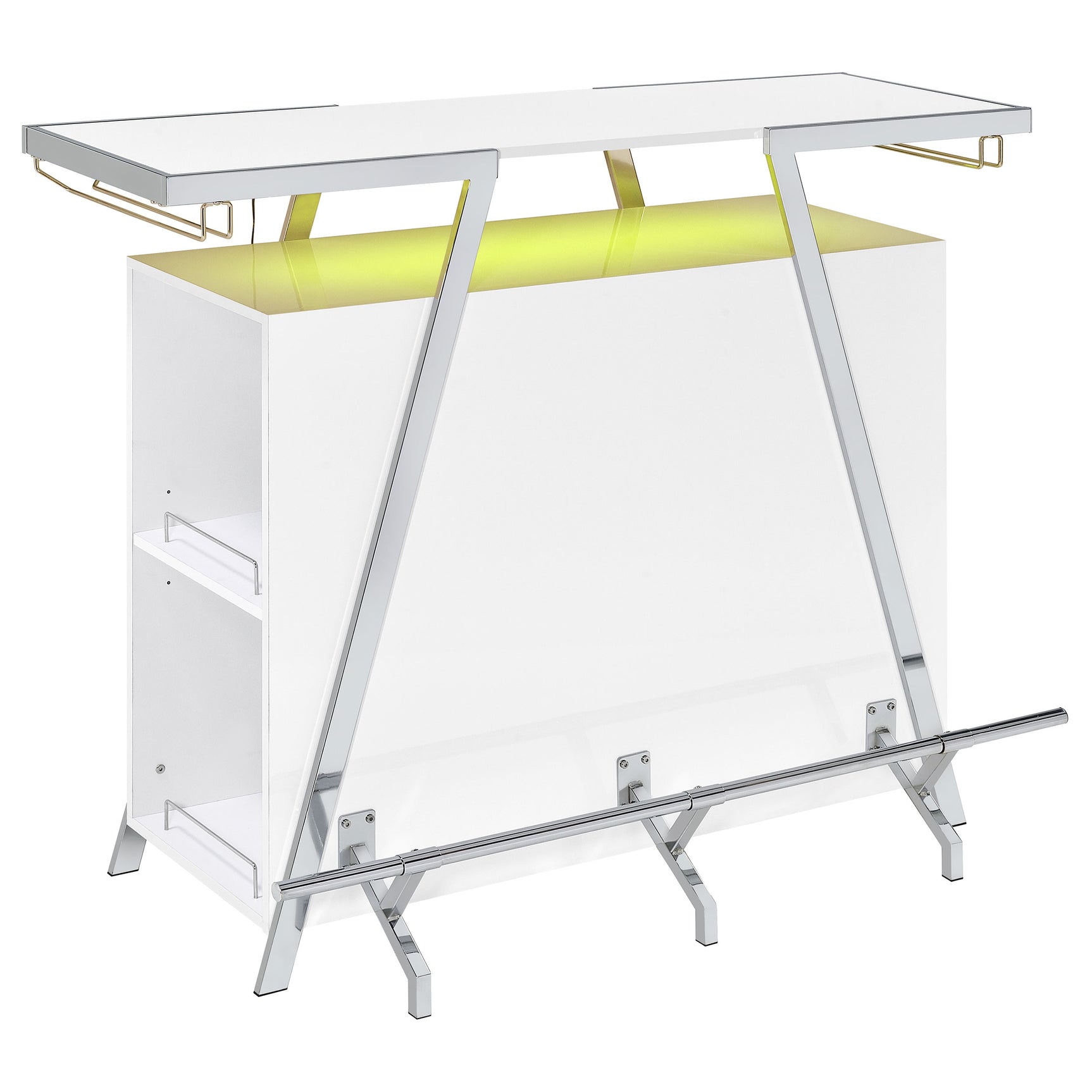 Araceli Freestanding LED Home Bar Cabinet White High Gloss - Tampa Furniture Outlet
