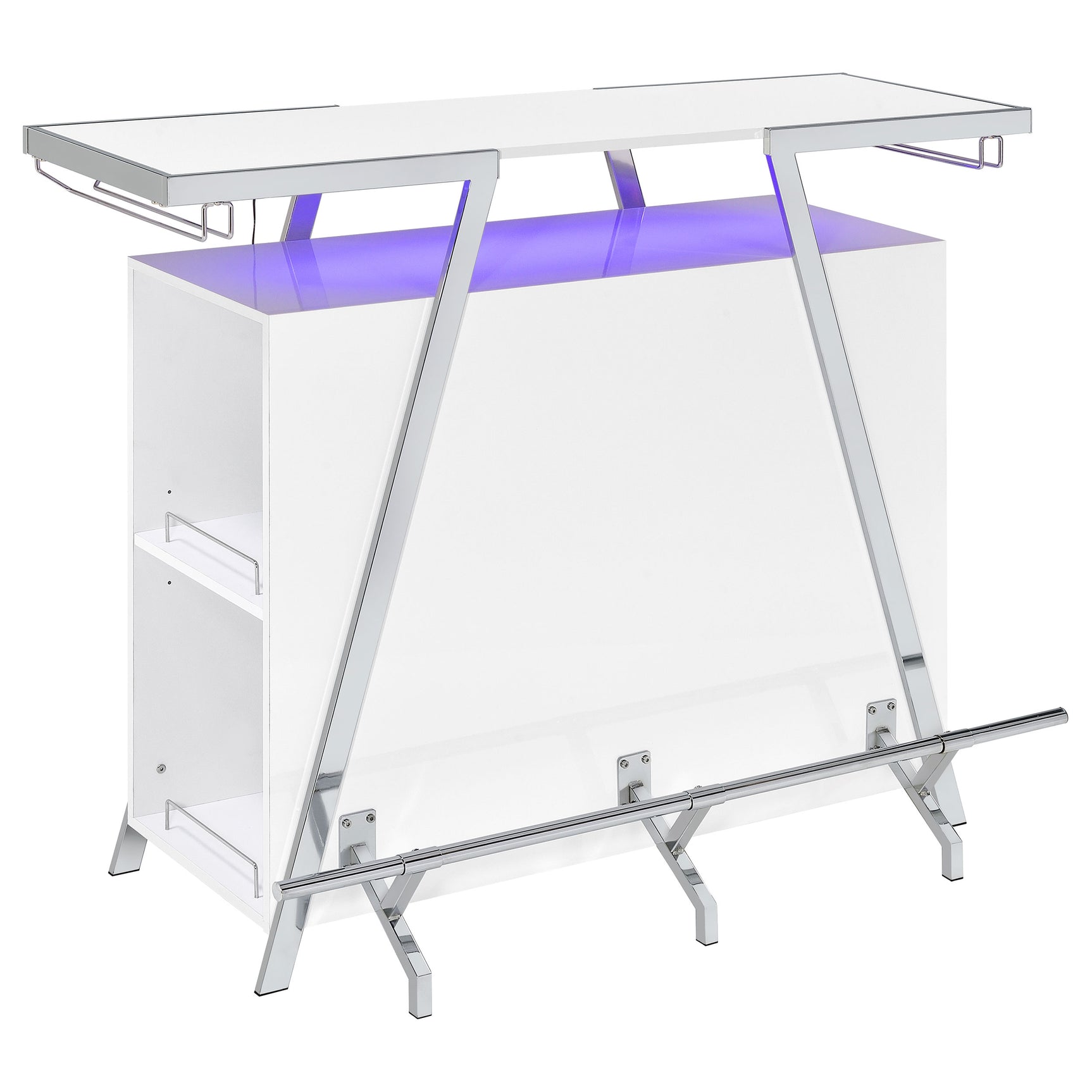 Araceli Freestanding LED Home Bar Cabinet White High Gloss - Tampa Furniture Outlet