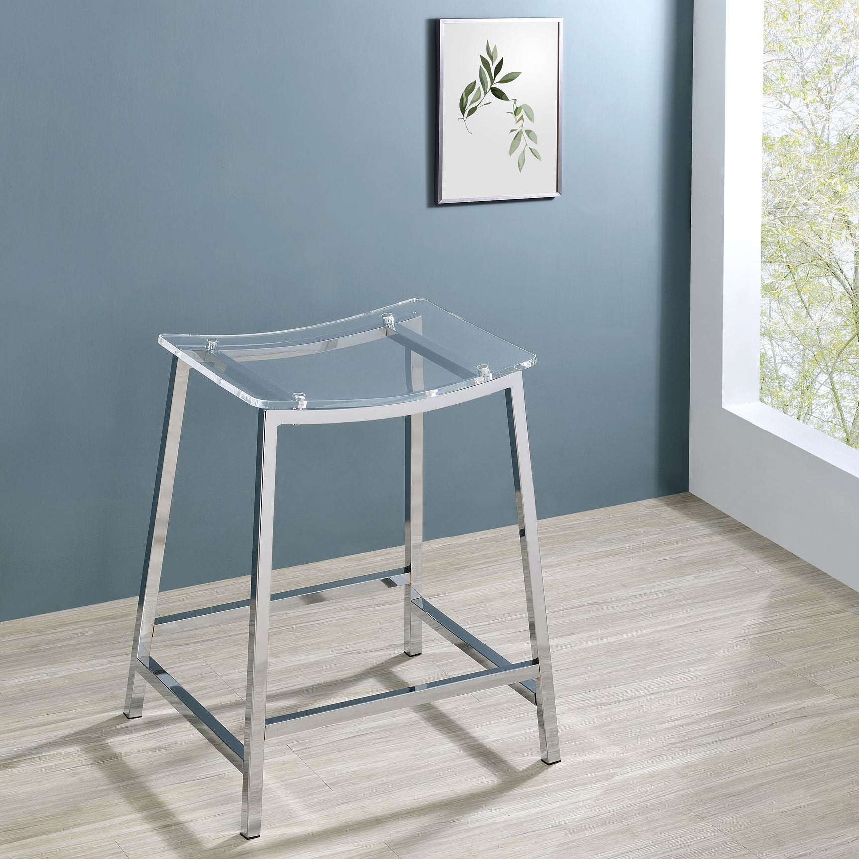 Jovani Acrylic Backless Counter Stool Chrome (Set of 2) - Tampa Furniture Outlet