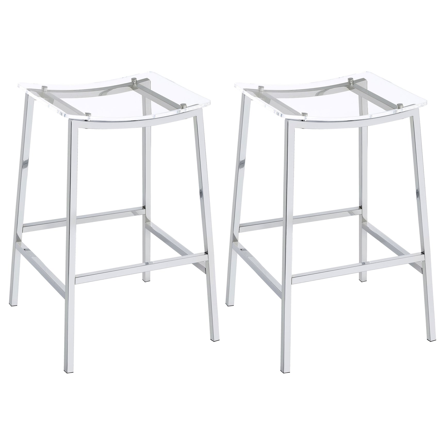 Tampa Furniture Outlet - Coaster - Jovani Acrylic Backless Bar Stool Chrome (Set of 2) - 182359