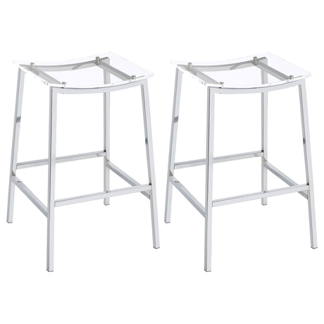 Tampa Furniture Outlet - Coaster - Jovani Acrylic Backless Bar Stool Chrome (Set of 2) - 182359