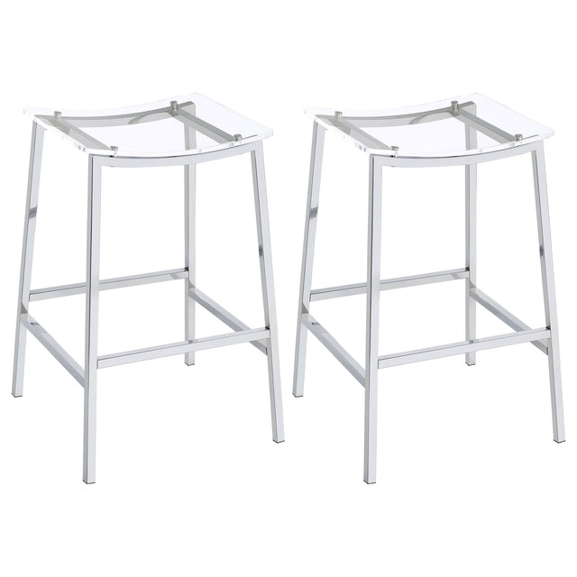 Tampa Furniture Outlet - Coaster - Jovani Acrylic Backless Bar Stool Chrome (Set of 2) - 182359