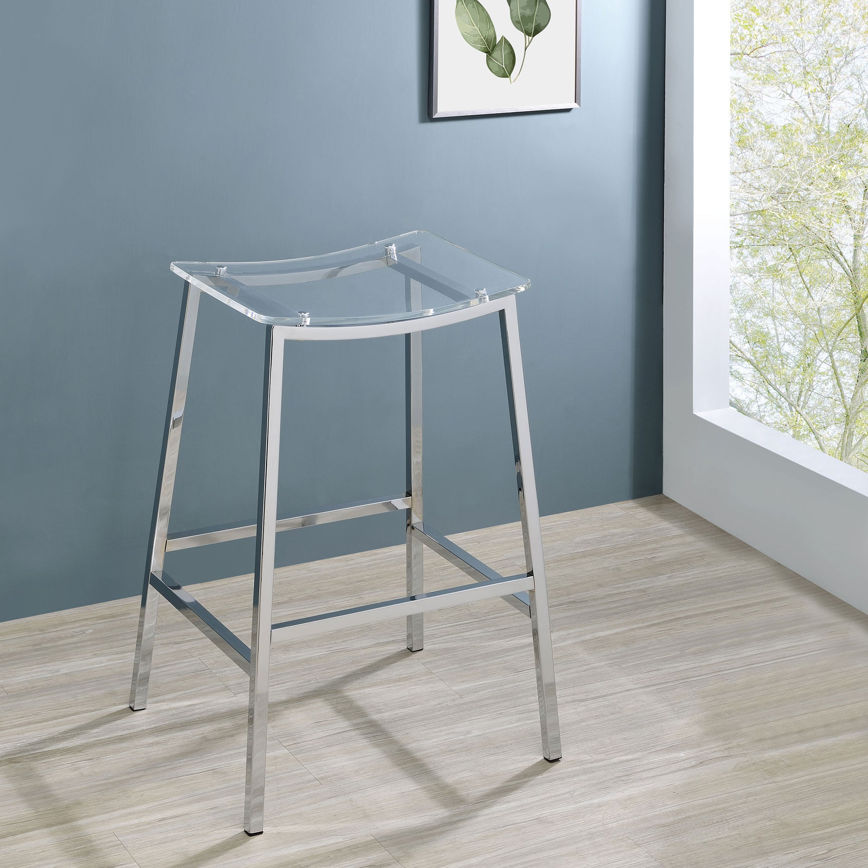 Jovani Acrylic Backless Bar Stool Chrome (Set of 2) - Tampa Furniture Outlet