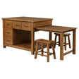 Tampa Furniture Outlet - Coaster - Mayfair 3-piece Kitchen Island with Extension Table Dark Oak - 182446