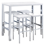 Natividad 5-piece Pub Height Bar Table Set White High Gloss - Tampa Furniture Outlet