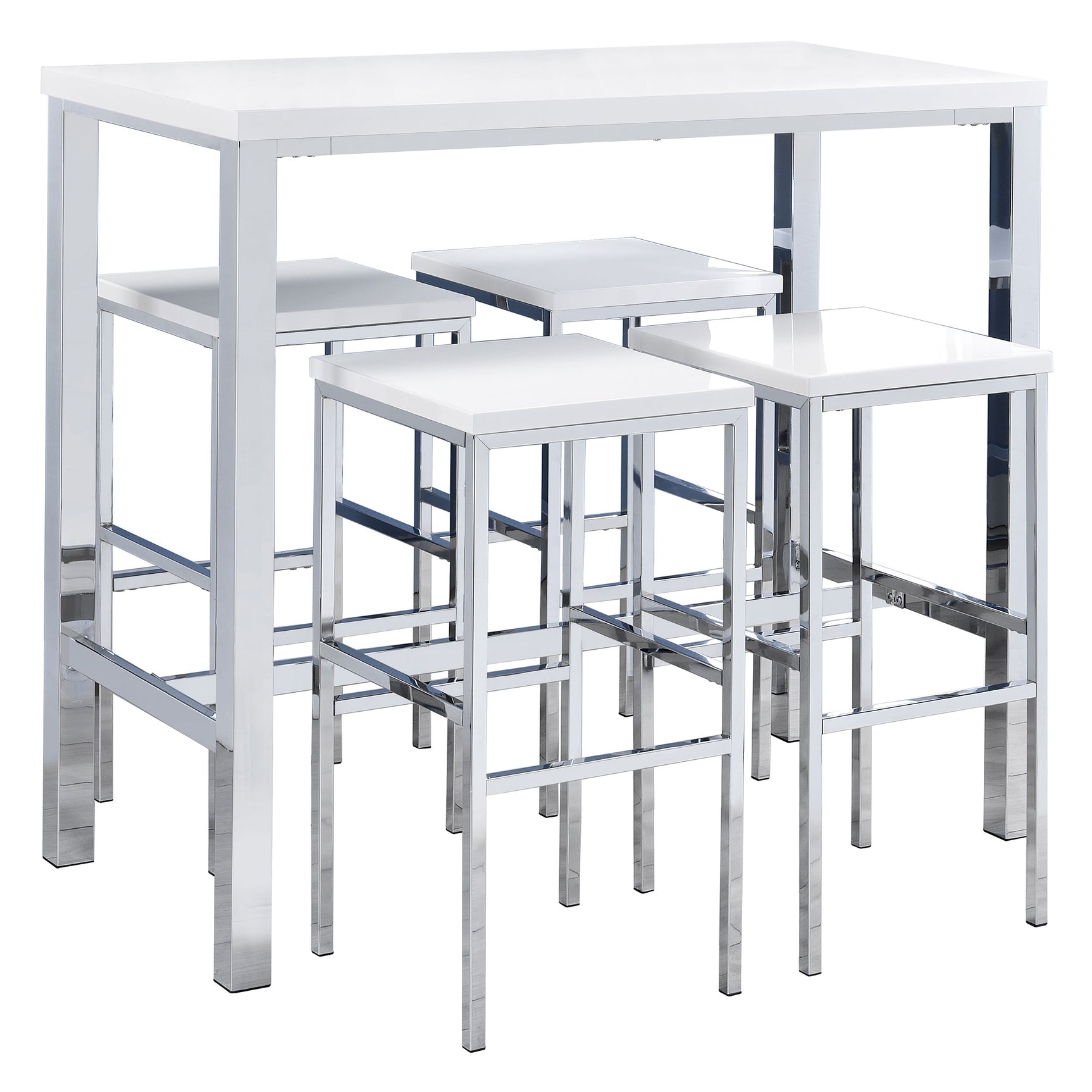 Natividad 5-piece Pub Height Bar Table Set White High Gloss - Tampa Furniture Outlet