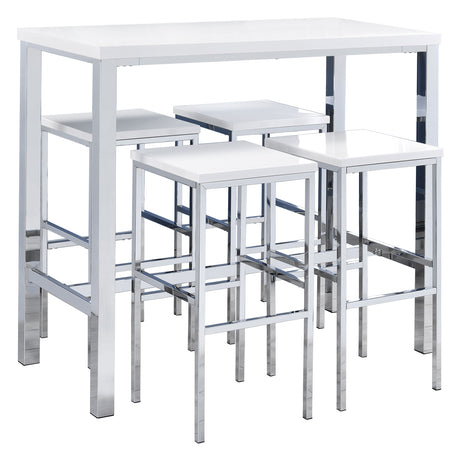 Natividad 5-piece Pub Height Bar Table Set White High Gloss - Tampa Furniture Outlet
