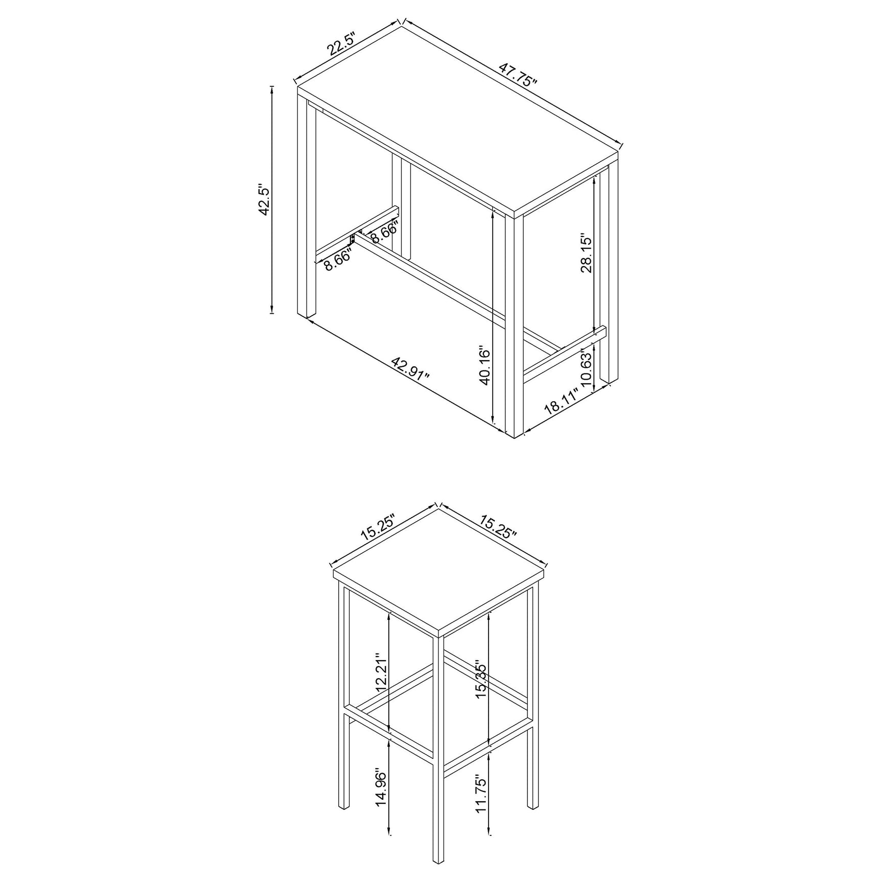 Natividad 5-piece Pub Height Bar Table Set White High Gloss - Tampa Furniture Outlet