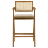 Kane Woven Rattan Wood Bar Chair Light Walnut (Set of 2) - Tampa Furniture Outlet