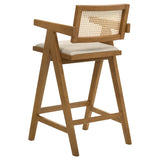 Kane Woven Rattan Wood Bar Chair Light Walnut (Set of 2) - Tampa Furniture Outlet