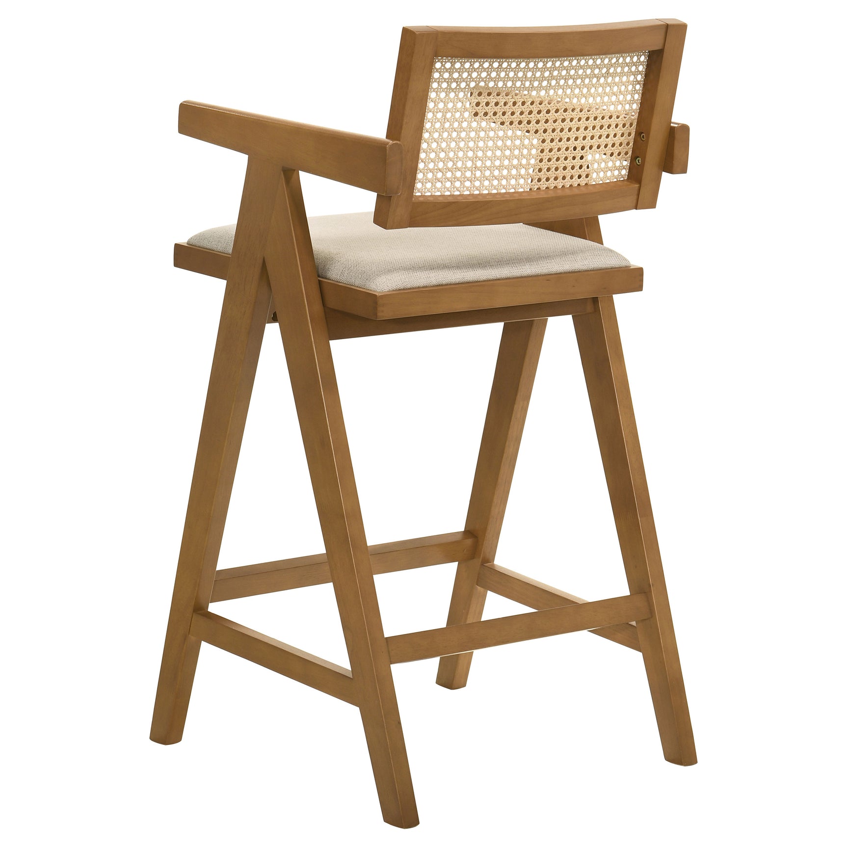Kane Woven Rattan Wood Bar Chair Light Walnut (Set of 2) - Tampa Furniture Outlet