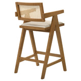 Kane Woven Rattan Wood Bar Chair Light Walnut (Set of 2) - Tampa Furniture Outlet